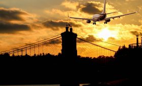 Airplane over New York